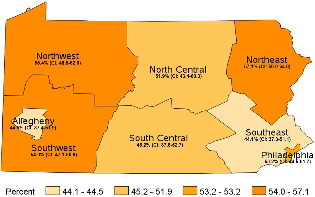 Usual Activities Limited Due to Arthritis or Joint Symptoms, Pennsylvania Health Districts, 2017